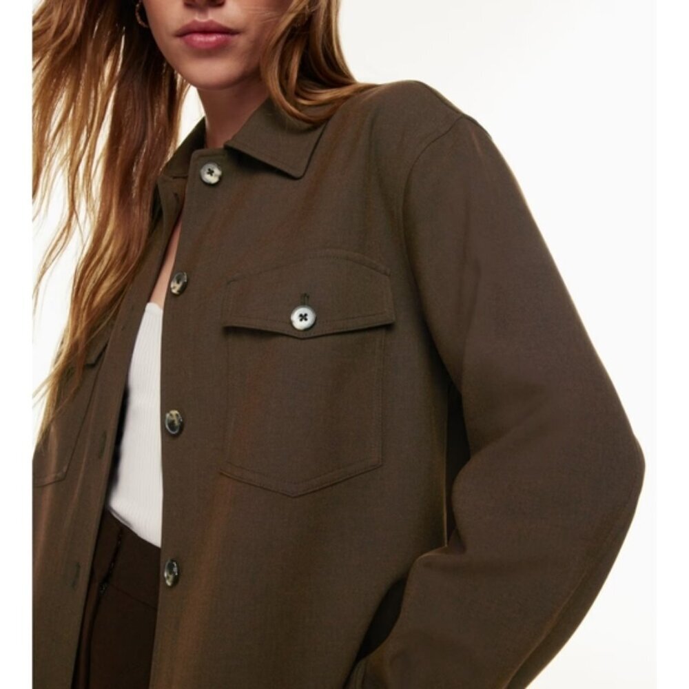 WILFRED Crepette Ganna Shirt Jacket Dark Charcoal Grey XS ARITZIA - Picture 5 of 12